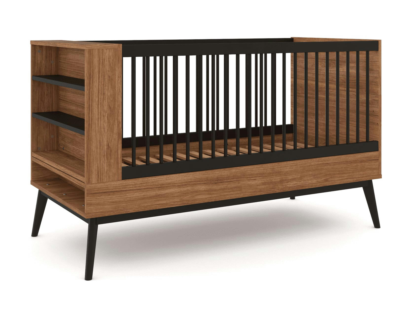 VINTAGE - Lit bébé évolutif 70x140 Vintage Noyer