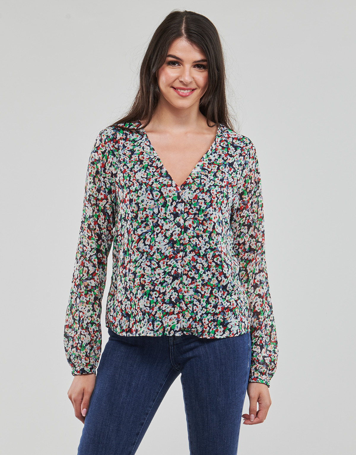 Only - ONLDANIELLE FR L/S V-NECK LUREX TOP PTM - Multicolour