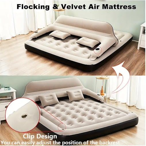 NNETM Inflatable Air Mattress with Headboard & Pillows