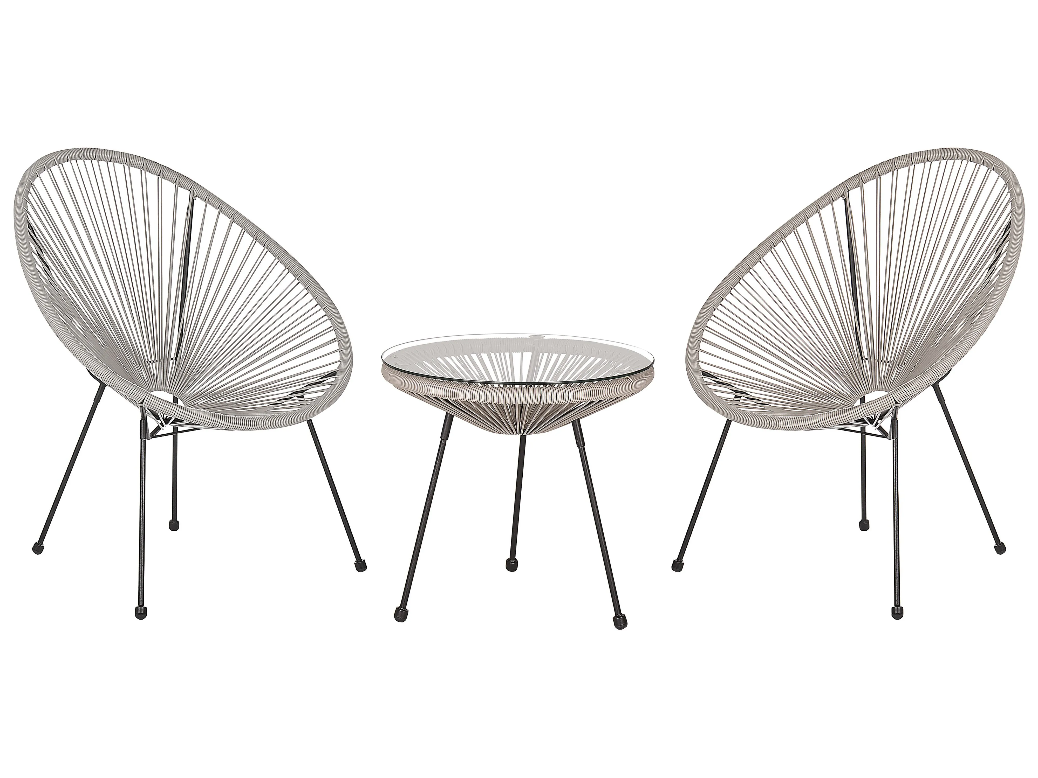 Bistro Set ACAPULCO II PE Rattan Light Grey