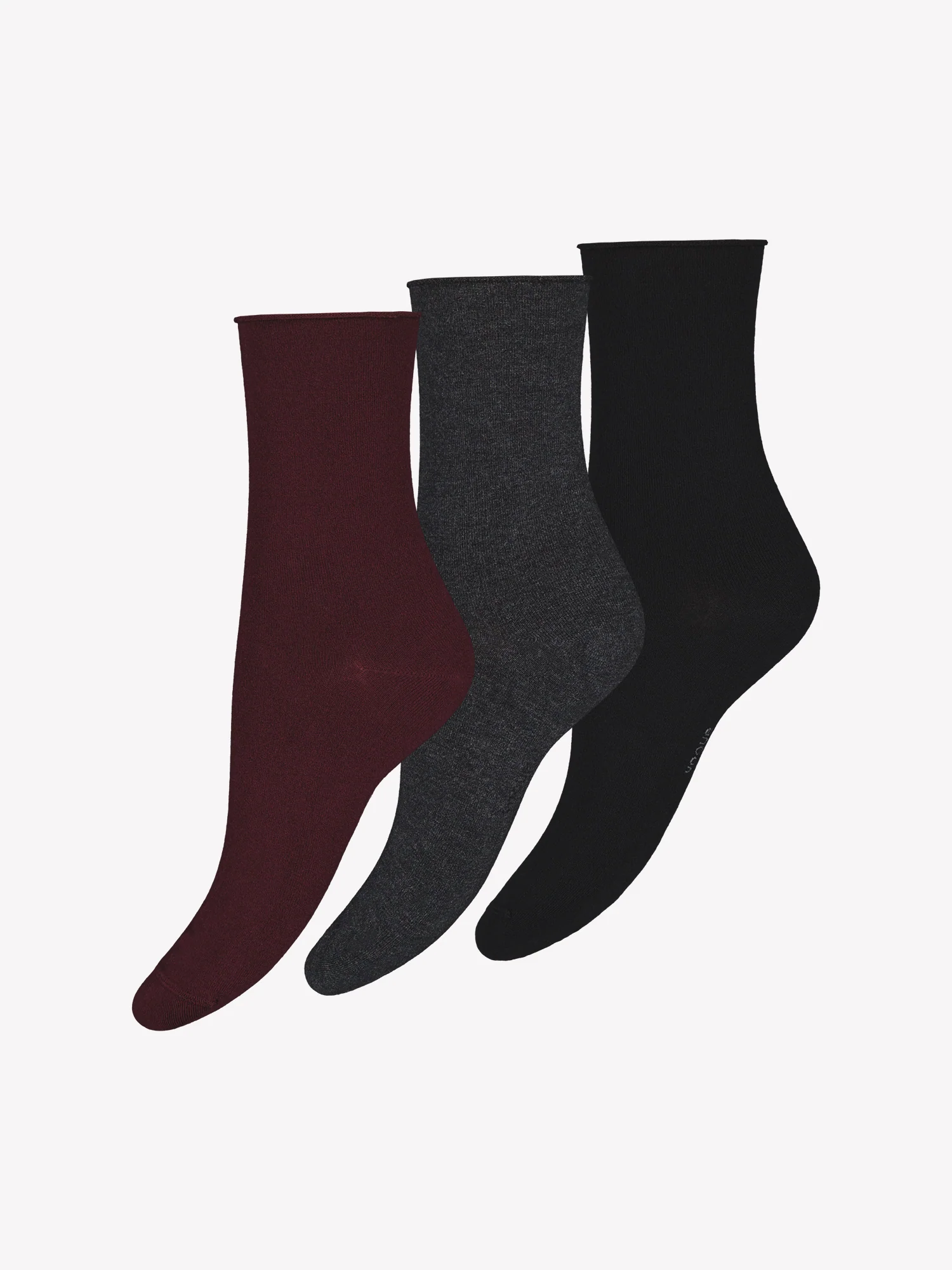 BAMBOO COMFORT TOP nilkkasukat, 3 paria - viininpunainen