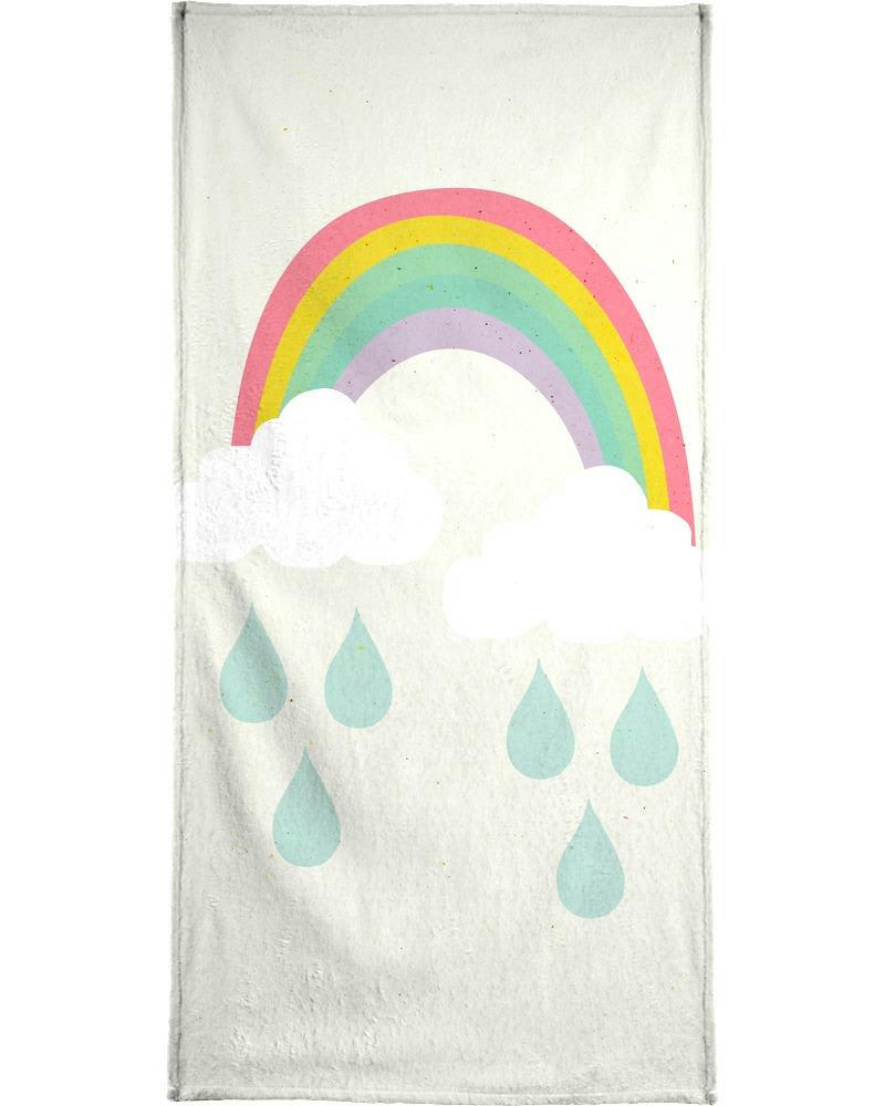 HAPPY DAY - Serviette de plage en éponge-velours en blanc & bleu 90x180