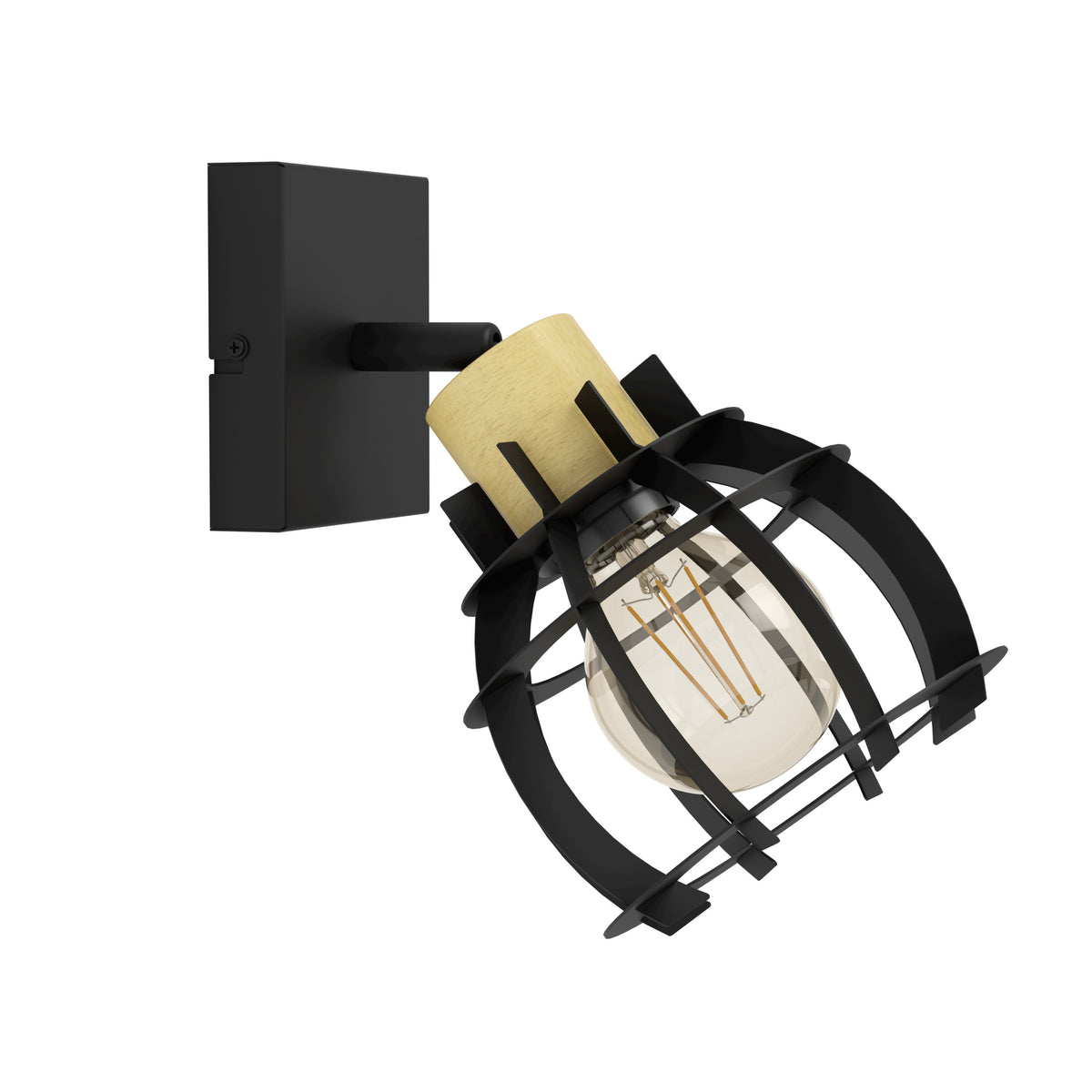 EGLO wandStillington 1 - en plafondlamp - e27 - hout - zwart