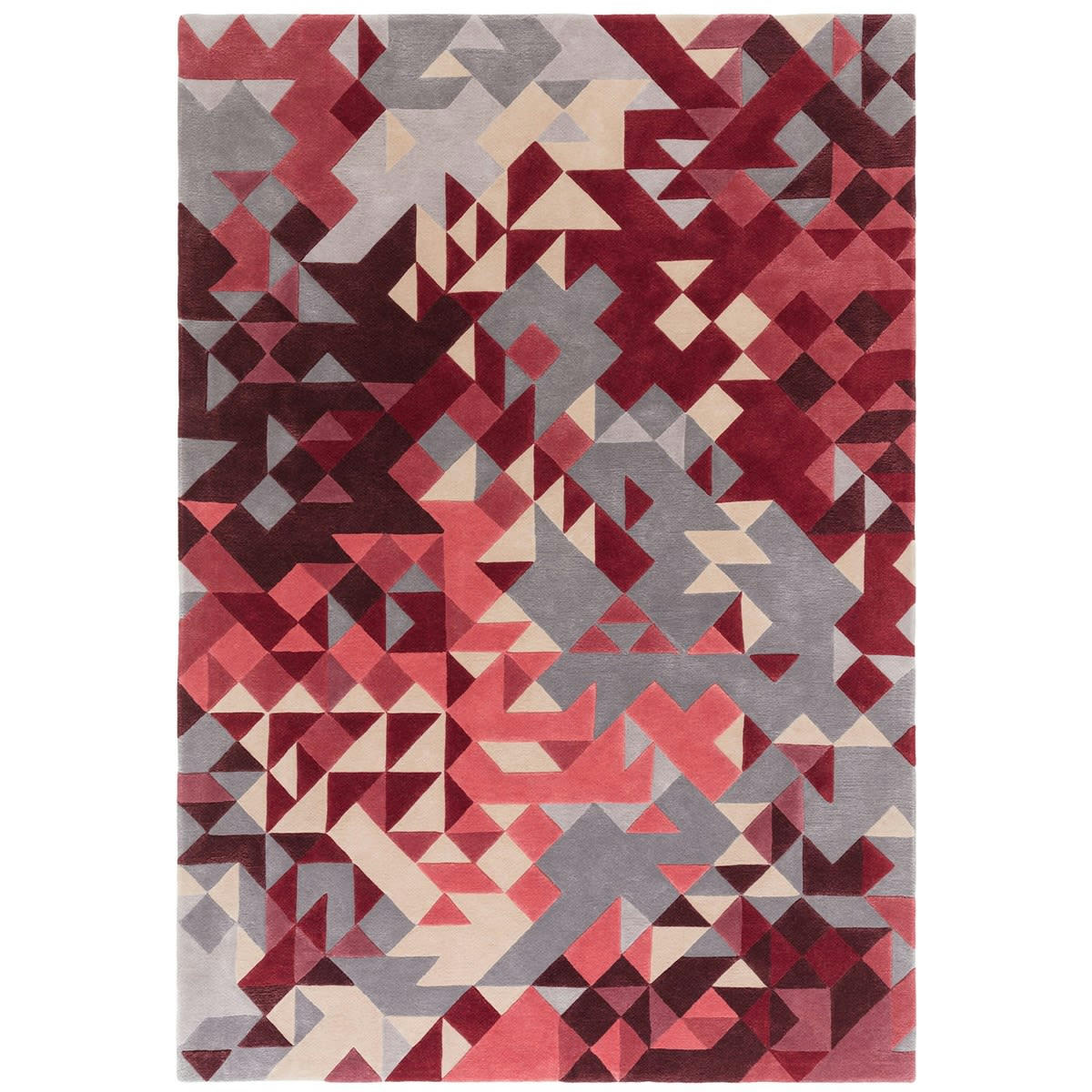 MYSTERIA - Tapis de salon en Laine Rose rouge 120x170 cm
