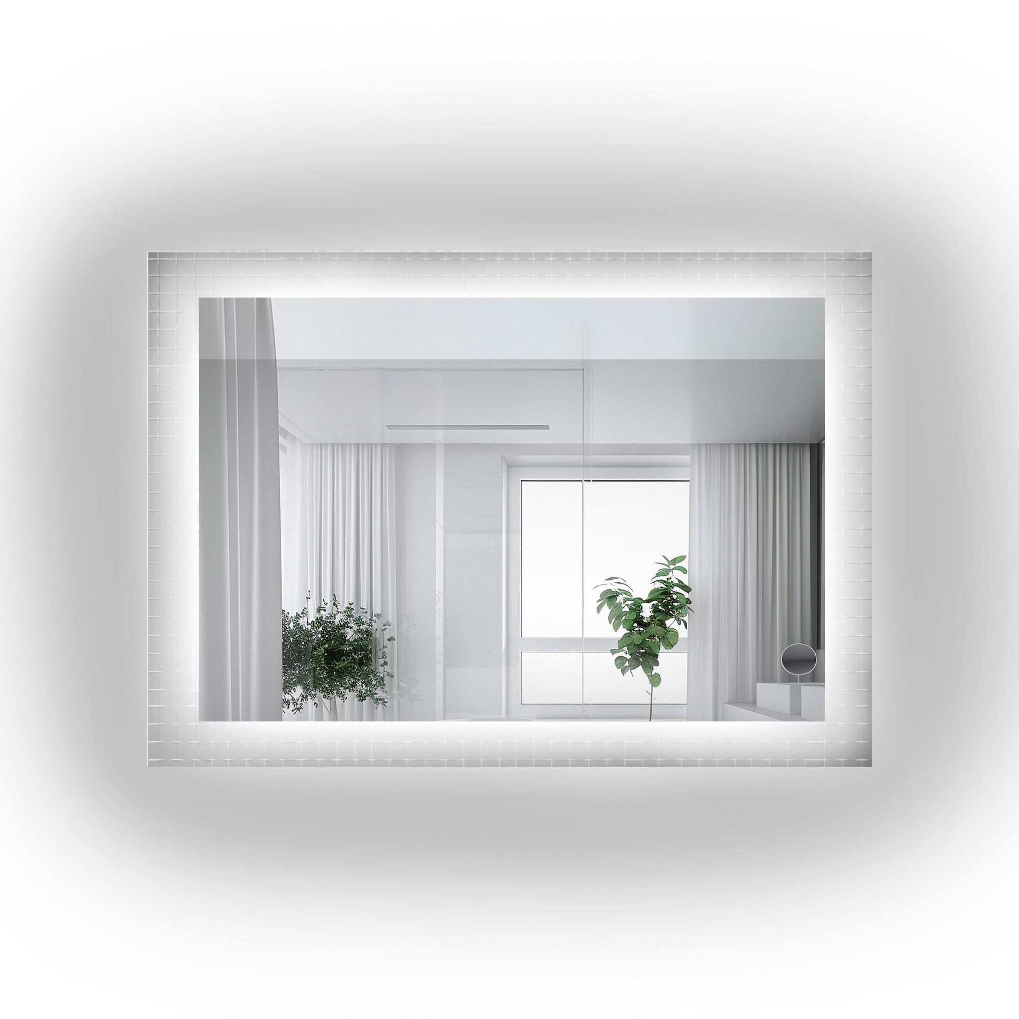 Prostokątne lustro na szkle ornamentowym z LED - LUXORA ETERION LED