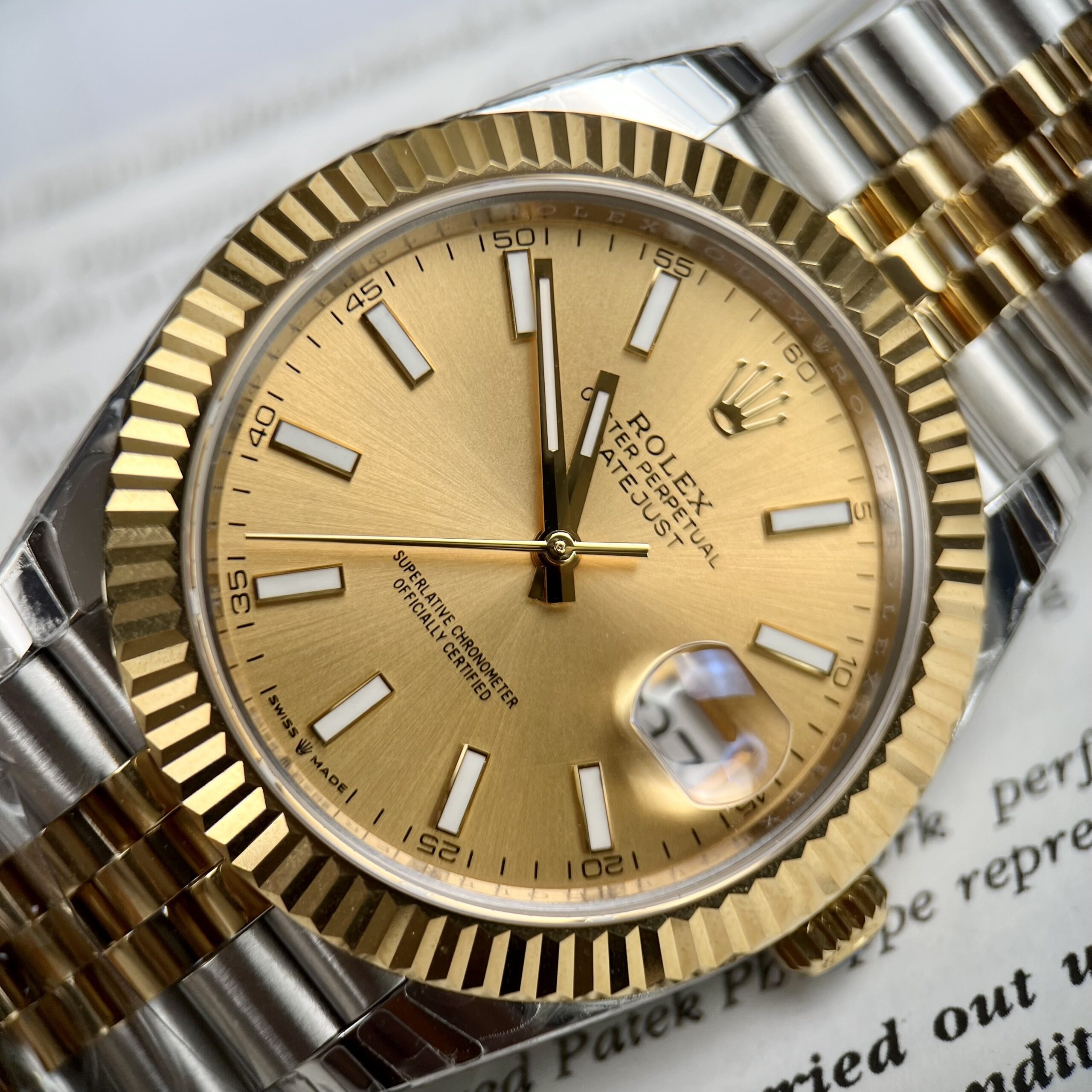 Rolex Datejust SS/YG Plated Champagne Dial 41mm Jub EWF Replica