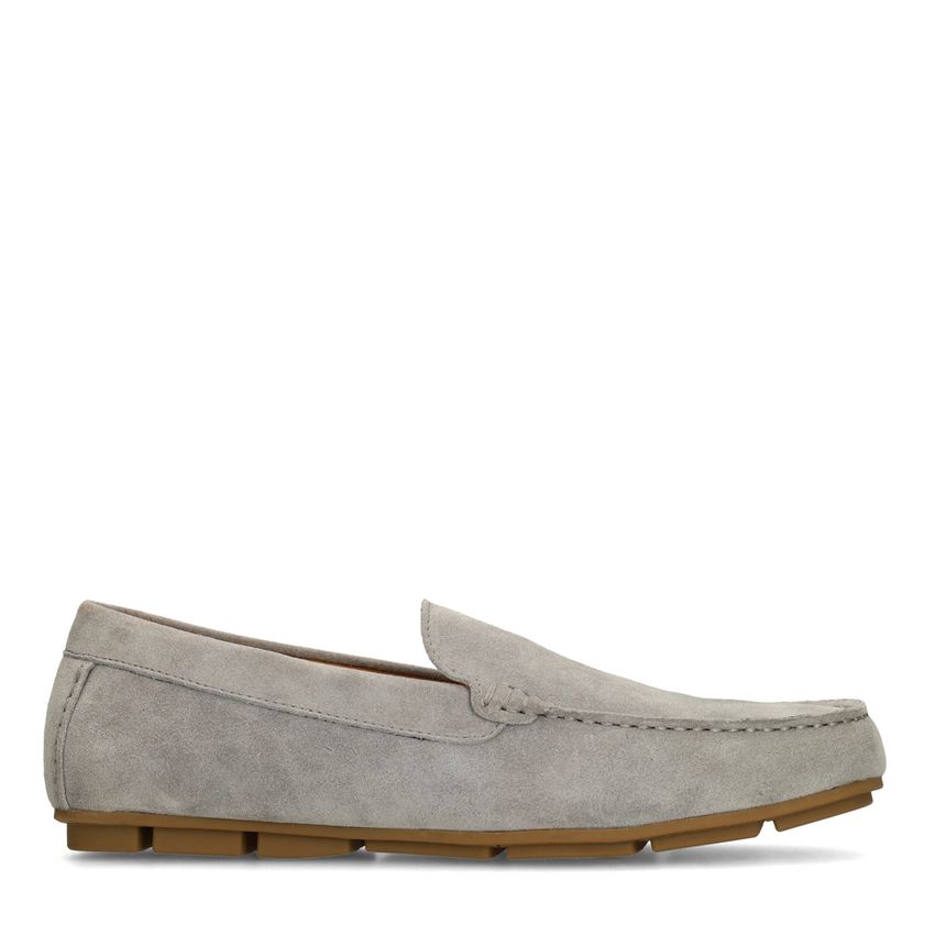 Manfield Grijze suède loafers