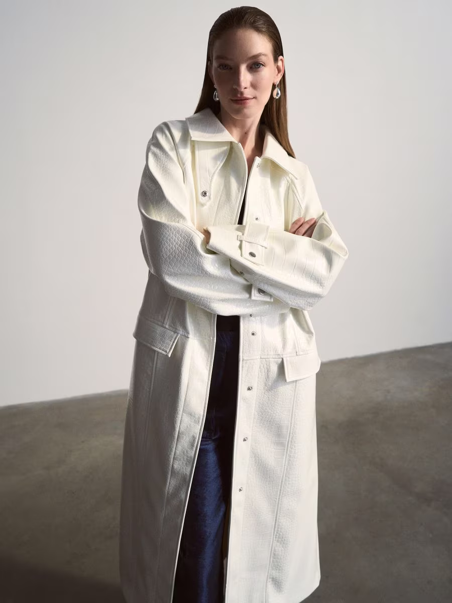 Longline Faux Leather Coat