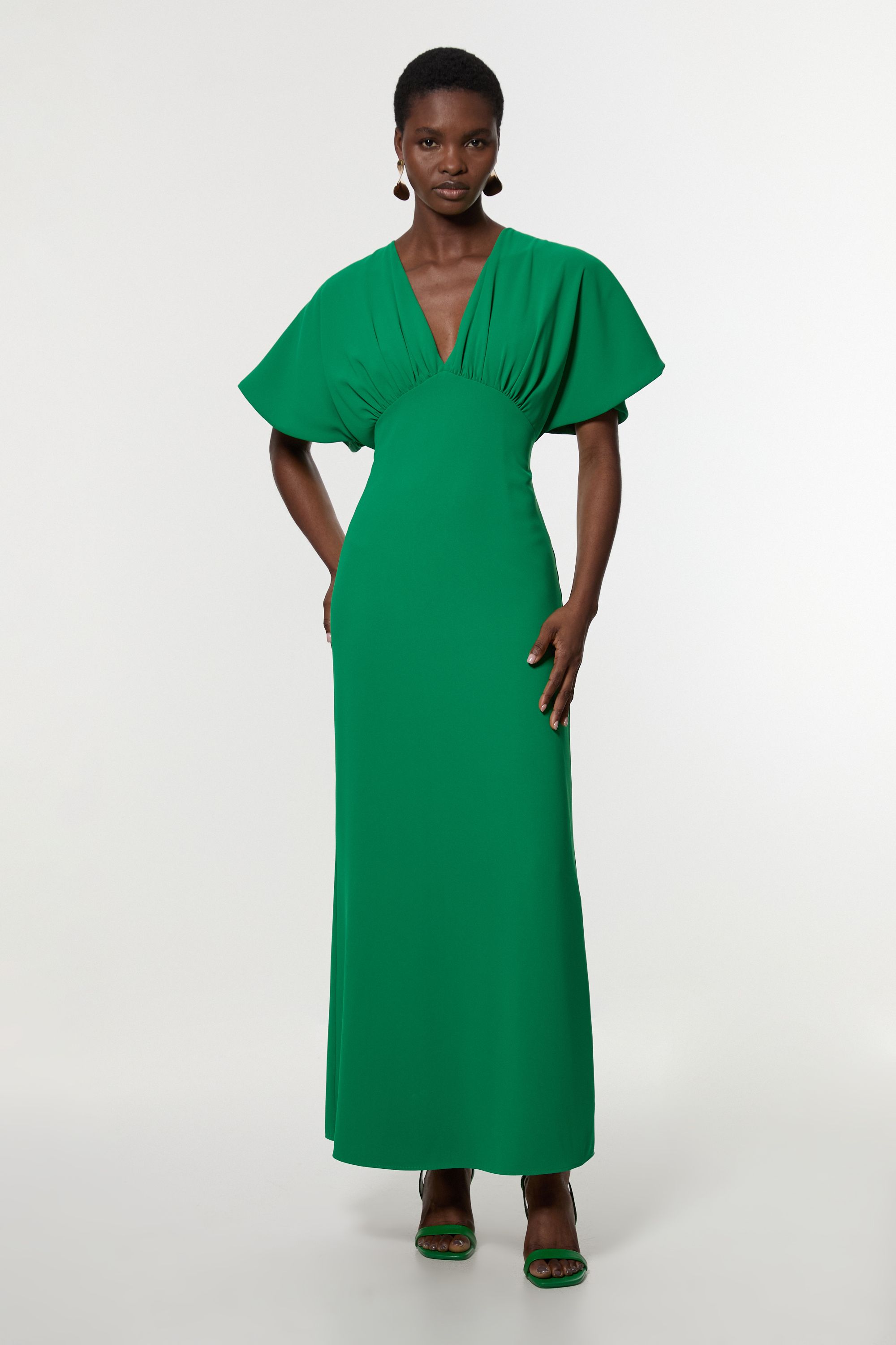 KarenMillen Soft Tailored Waterfall Sleeve Maxi Dress
