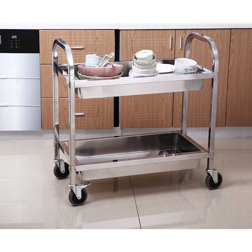 SOGA 2X 3 Tier Square Food Waste Cart Trolley Five Buckets Kitchen Utility 82x43x92cm