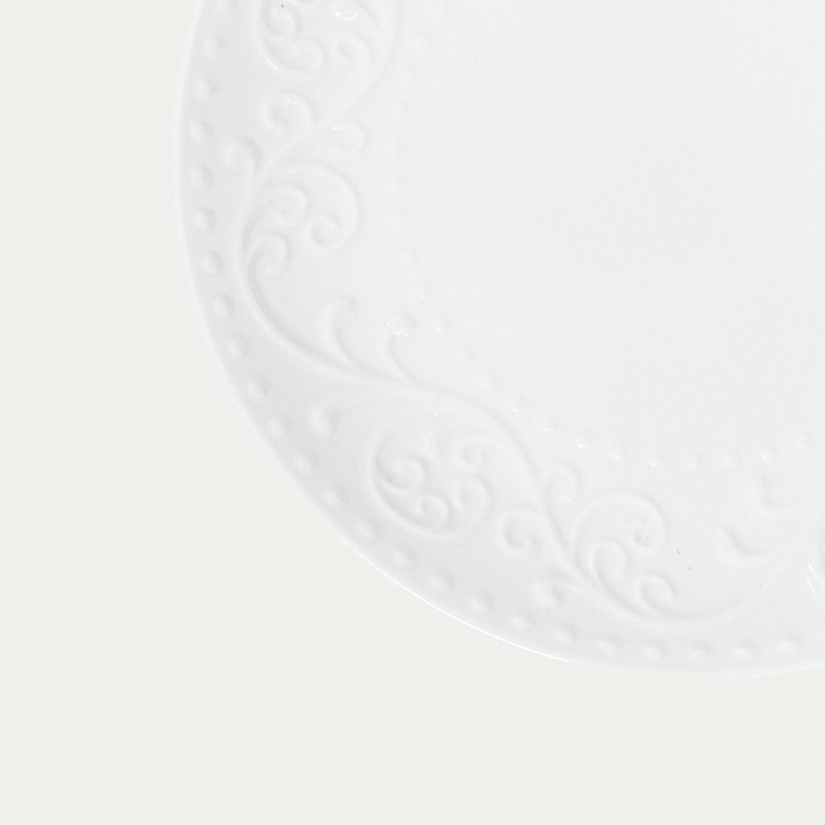 Talerz SYLIA deserowy biały z ornamentem 21 cm