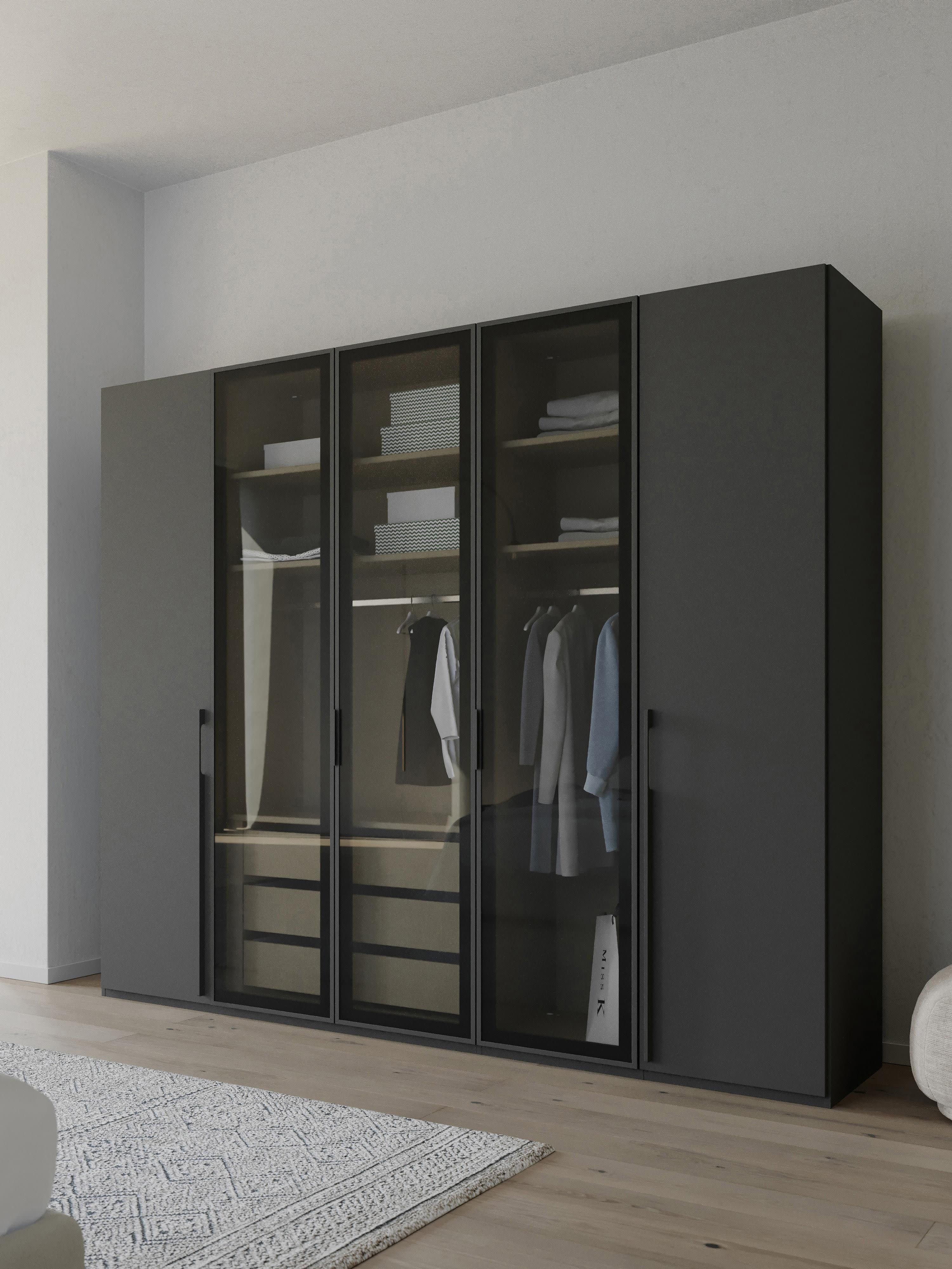 Drehtürenschrank Soriso mit beleuchteten Glastüren