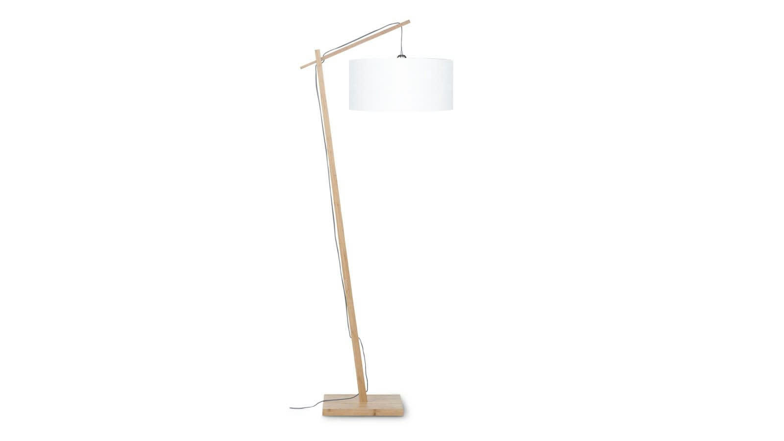 ANDES - Lampadaire bambou et lin naturel blanc H176cm