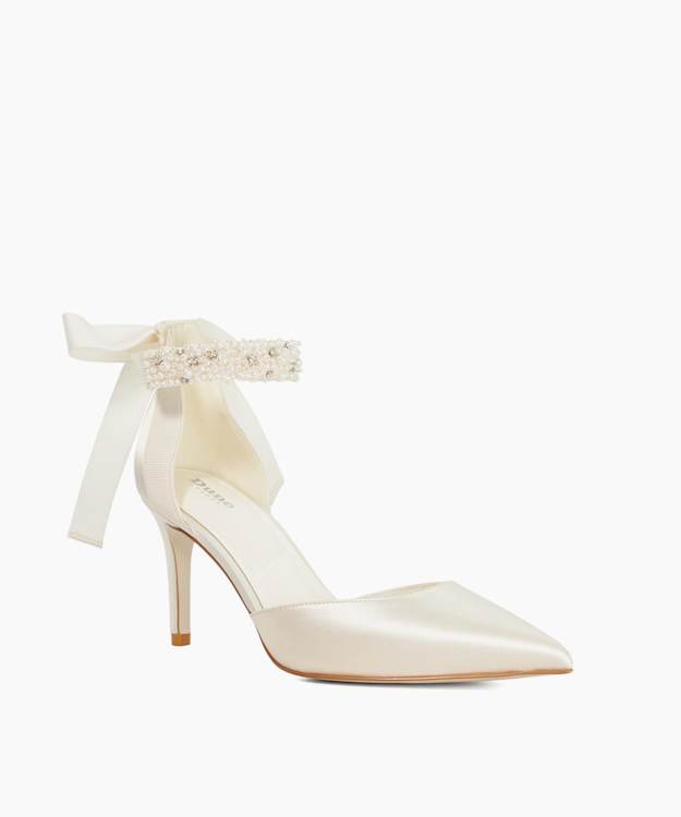 Corsages Ivory - Satin Ankle-Tie Bridal Shoes