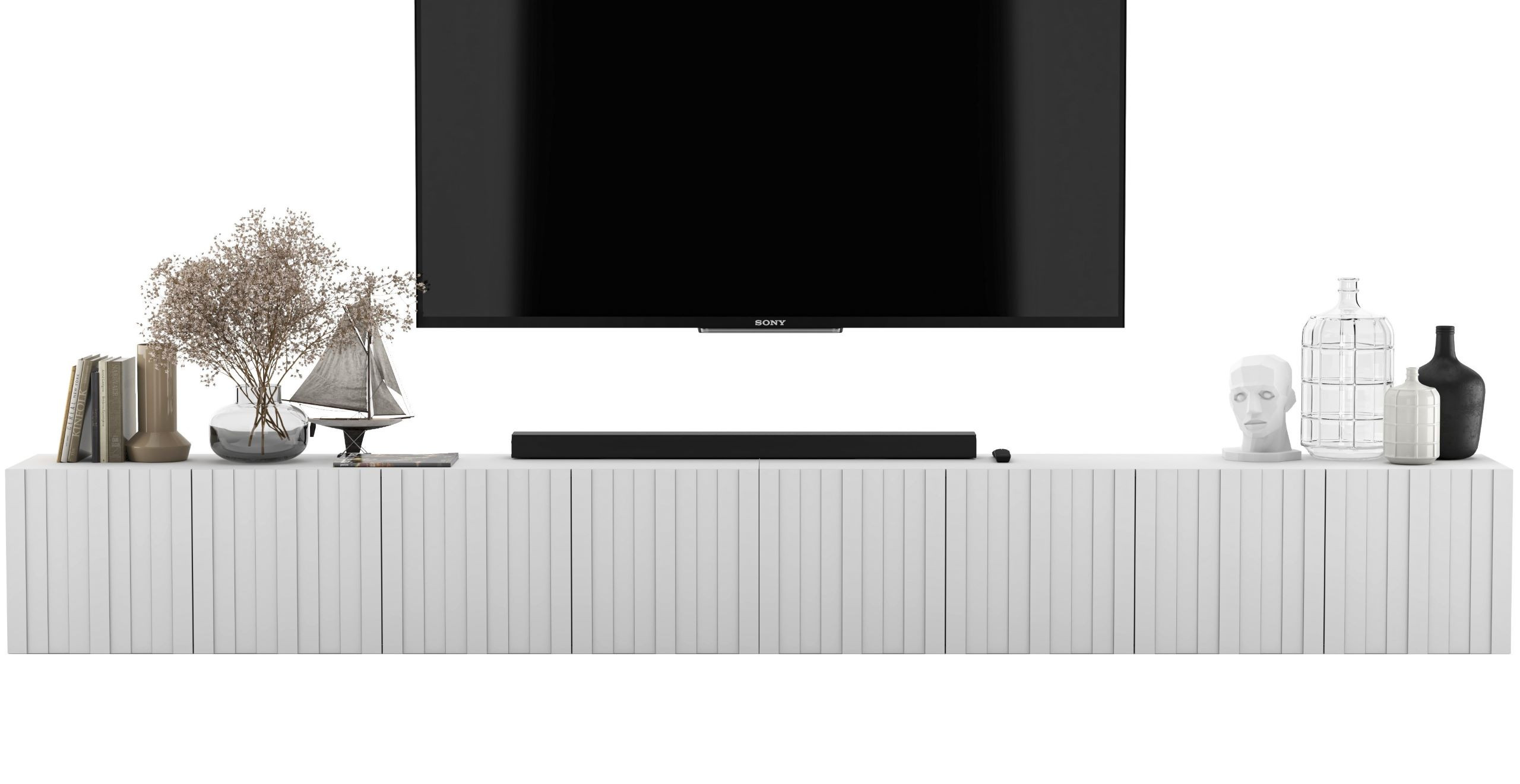 Wisząca Szafka RTV Glamour Komoda RTV Biały MAT 300cm
