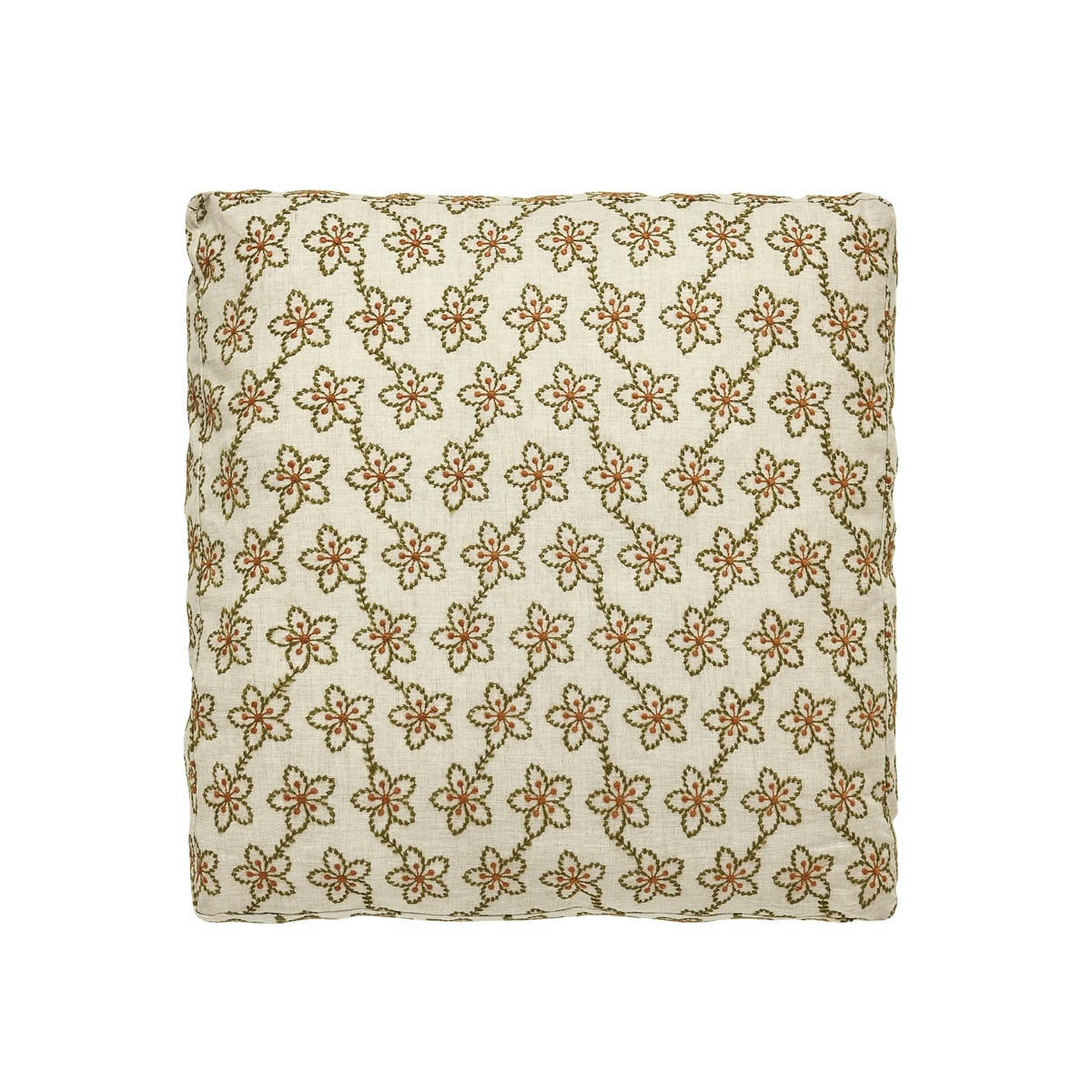 FLEURS - Housse de coussin en lin naturel 45x45