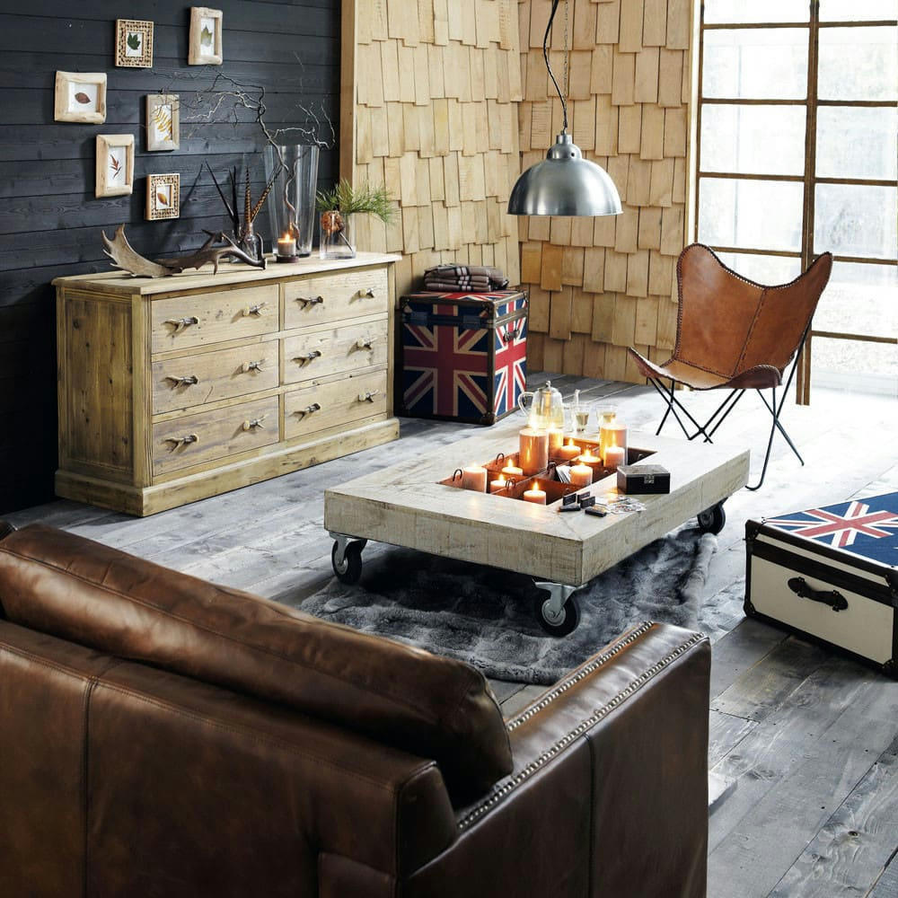 Santiago - Fauteuil en croûte de cuir camel