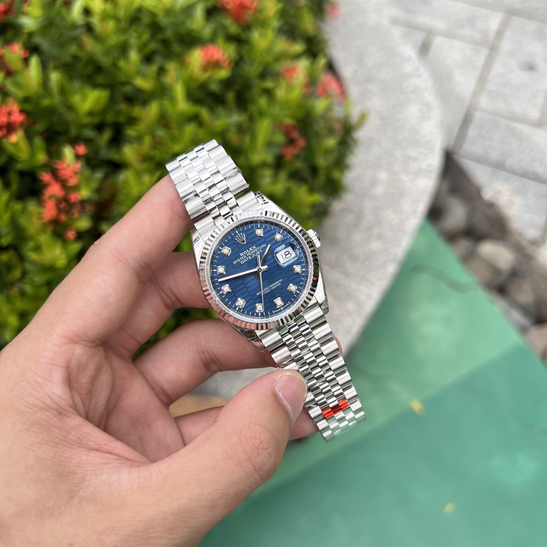 Rolex Datejust 126234 904L Steel Blue Dial CZ Diamonds 36mm Jub Super Clone