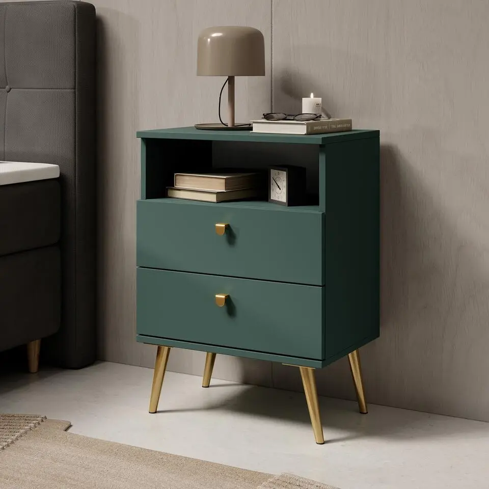 Meubella - Nachtkastje Hidde - Groen - 50 cm