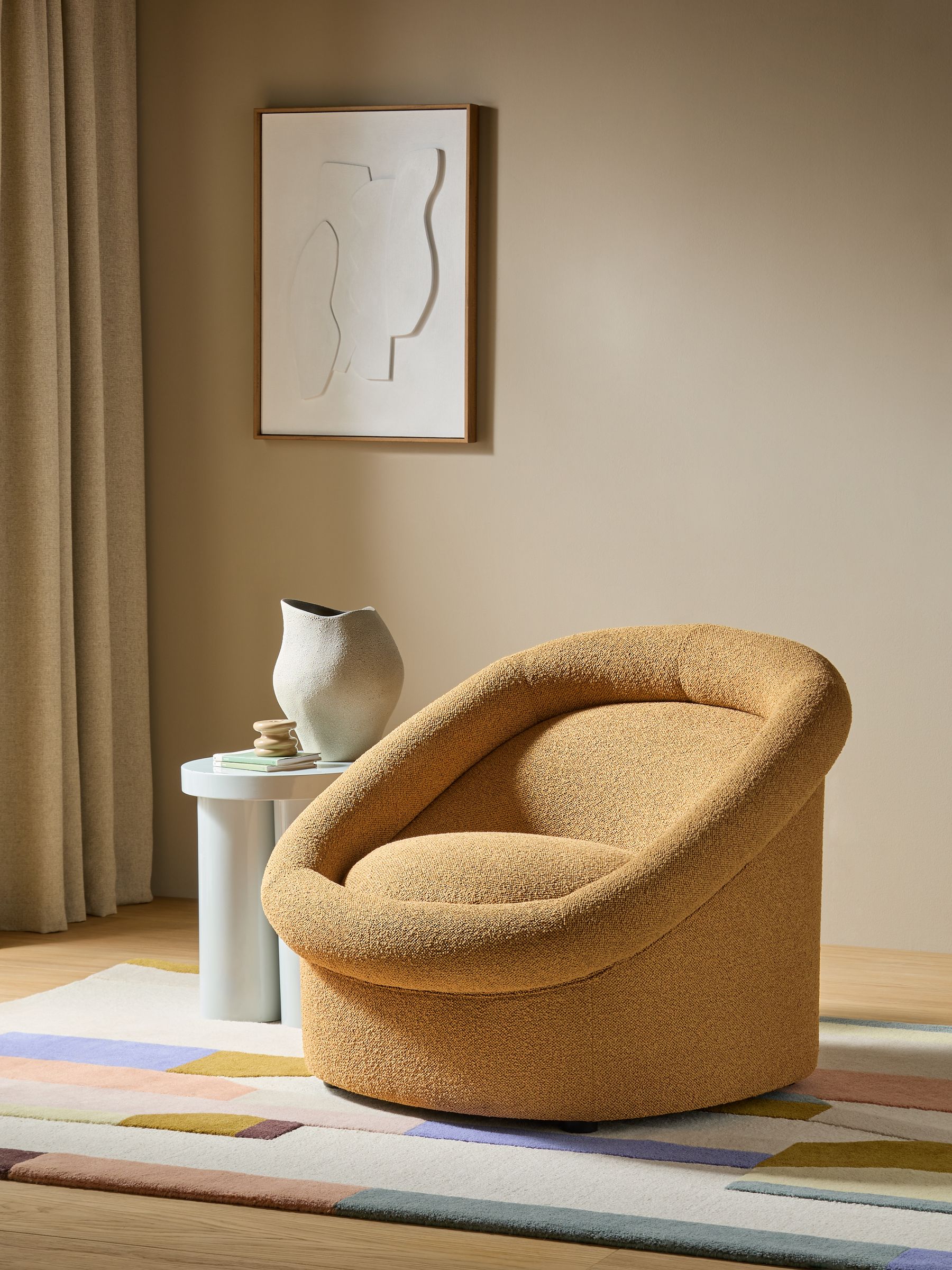 Seattle Accent Chair in Caramel Natural Pax Boucle