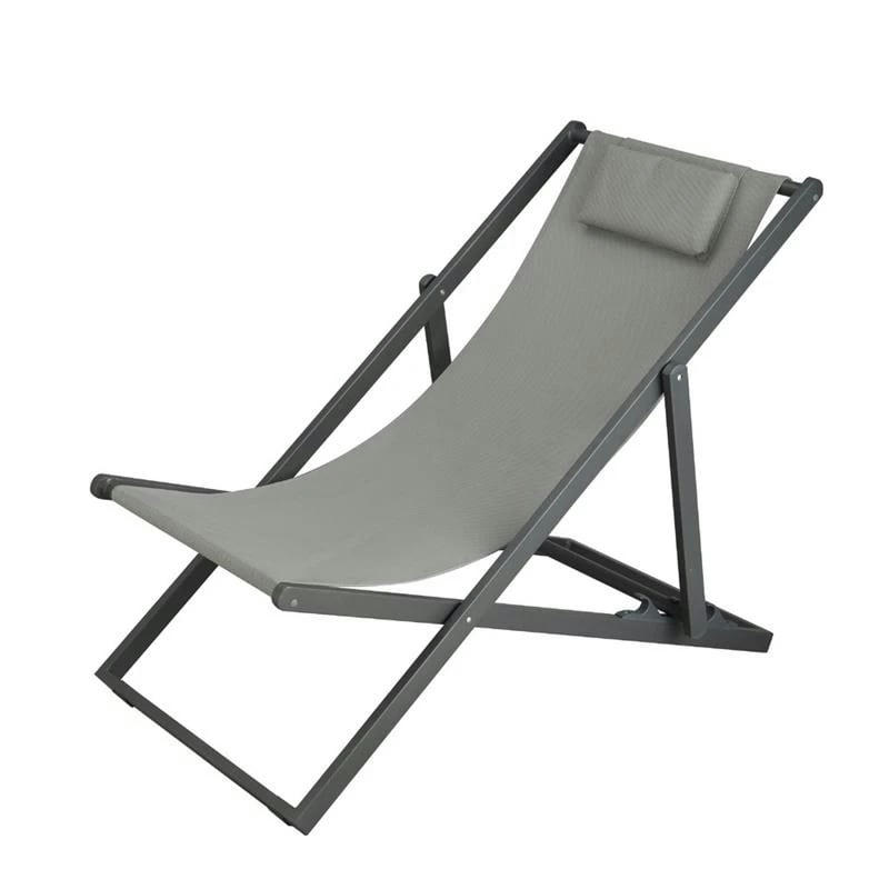 GILDA - Chaise longue de jardin pliante grise