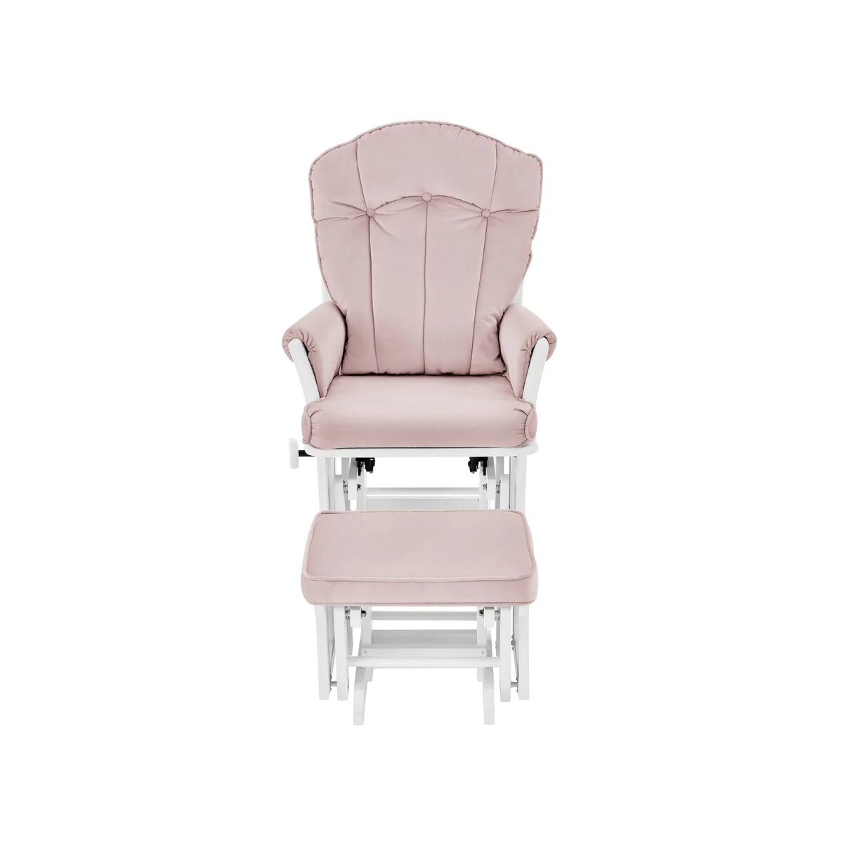 Suite Bebe Victoria Glider and Ottoman White Wood and Pink Fabric