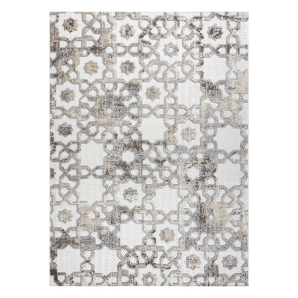 Dywan Strukturalny SOLE D3882 Ornament - płasko tkany beż / 80x150 cm