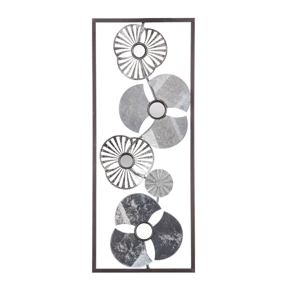 Quadro decorativo prata flor em metal