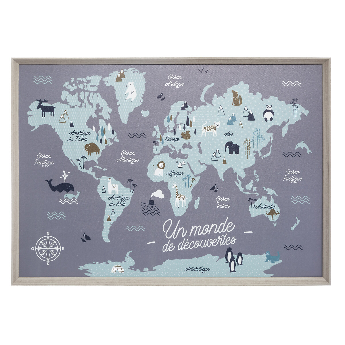 Quadro mapa mundo 50x70cm