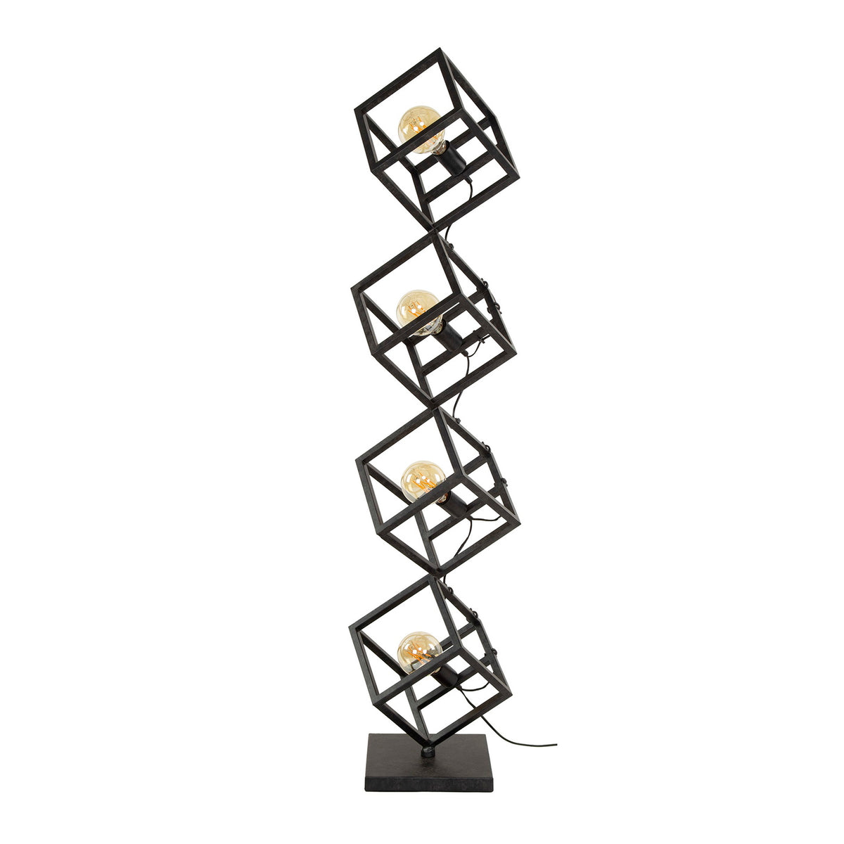 Giga Meubel Vloerlamp Kubus - Zwart Metaal - 4-Lichts - 35x35x150cm