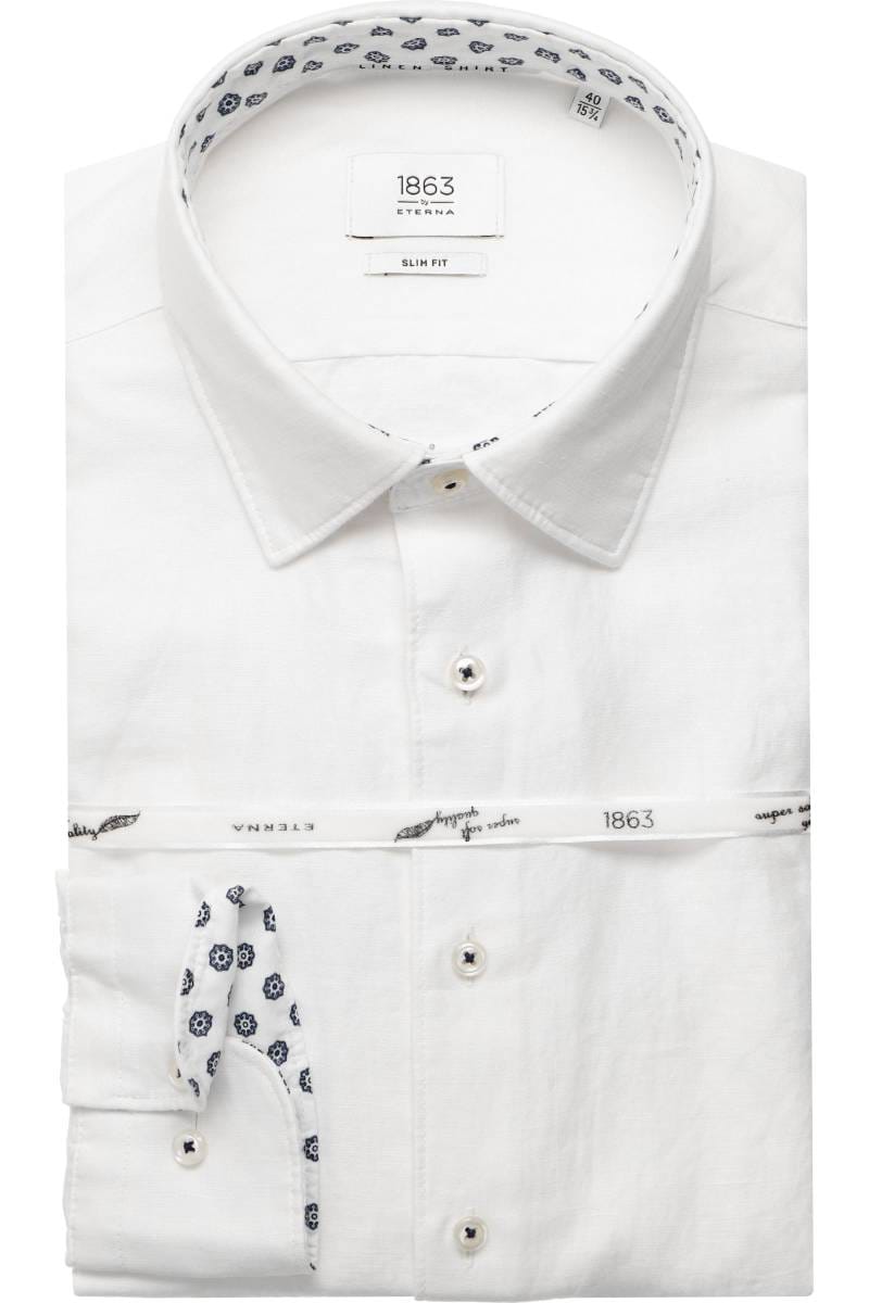 ETERNA 1863 Slim Fit Leinenhemd weiss, Einfarbig