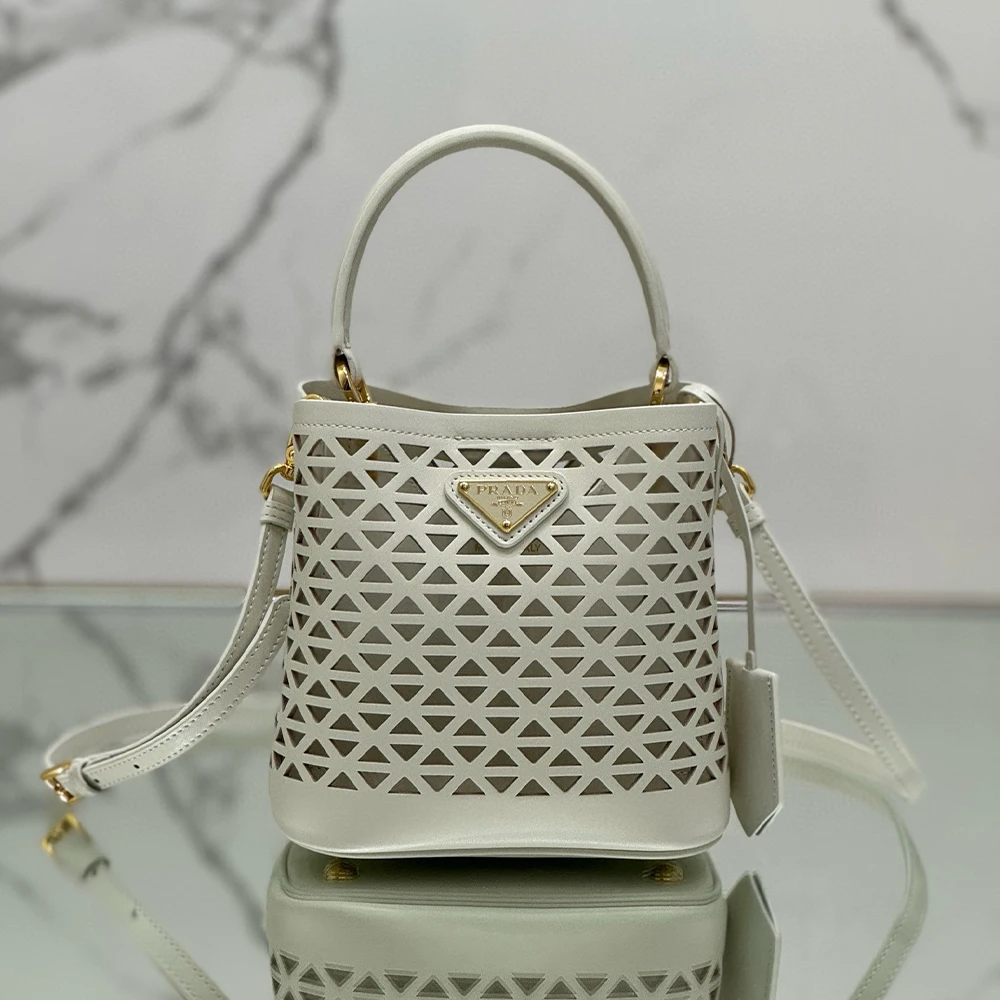 Prada Panier Leather Cutout Pattern Mini Bag