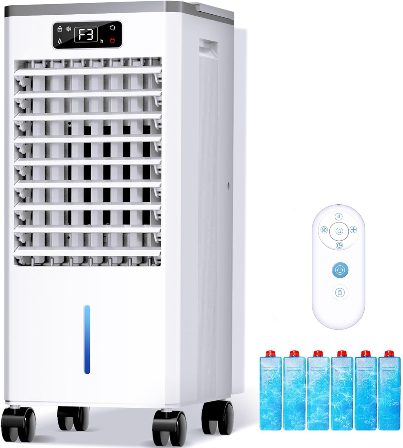 Evaporative Air Cooler, Windowless Portable Air Conditioners Fan w/3 Modes & 3 Speeds, 12H Timer for Smart Auto-off, 2-Gal Tank for 20H Cooling,16FT Remote,No Hose Needed,46db Swamp Cooler