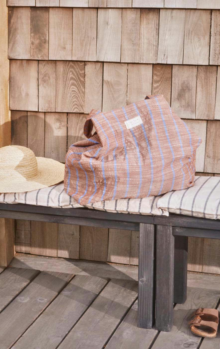 KYOTO - Sac de plage marron en polyester recyclé H38x67x24cm