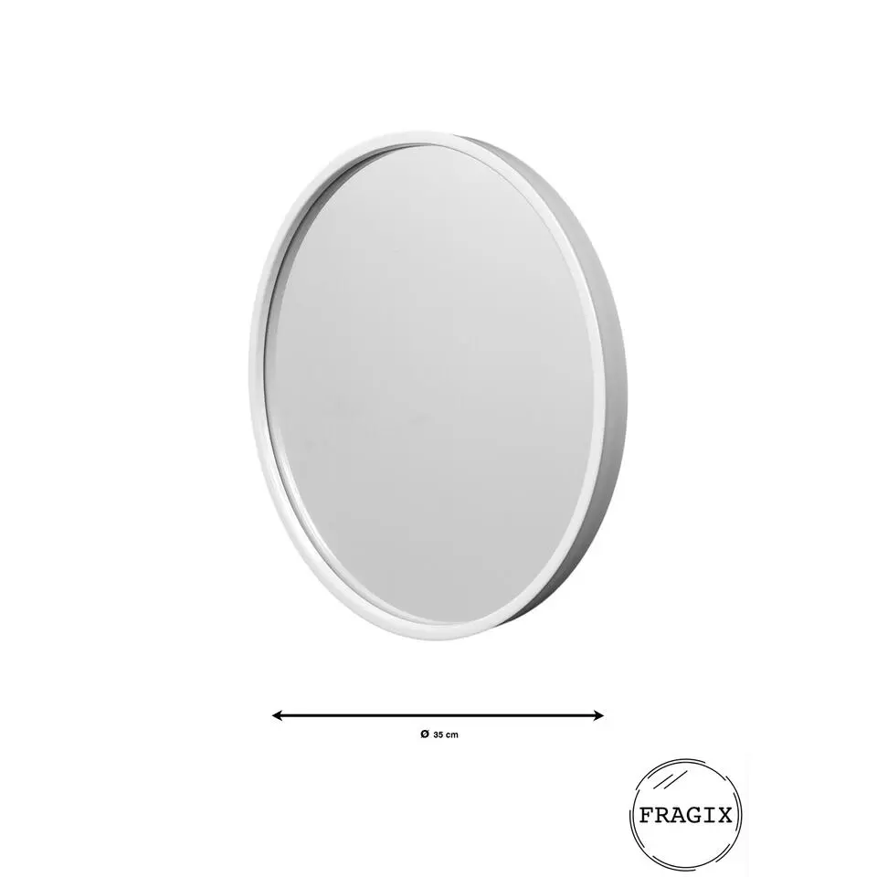 Fragix Boston wandspiegel rond - Wit - Metaal - &Oslash;35cm