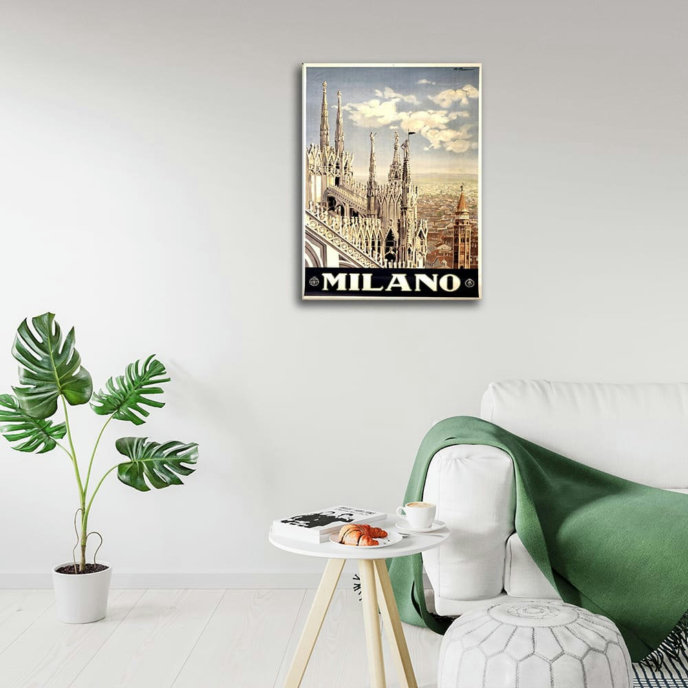 - Tableau affiche touristique vintage Milano 50x70cm