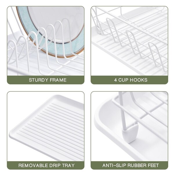Dish Drying Rack with Cutlery Holder, Removable