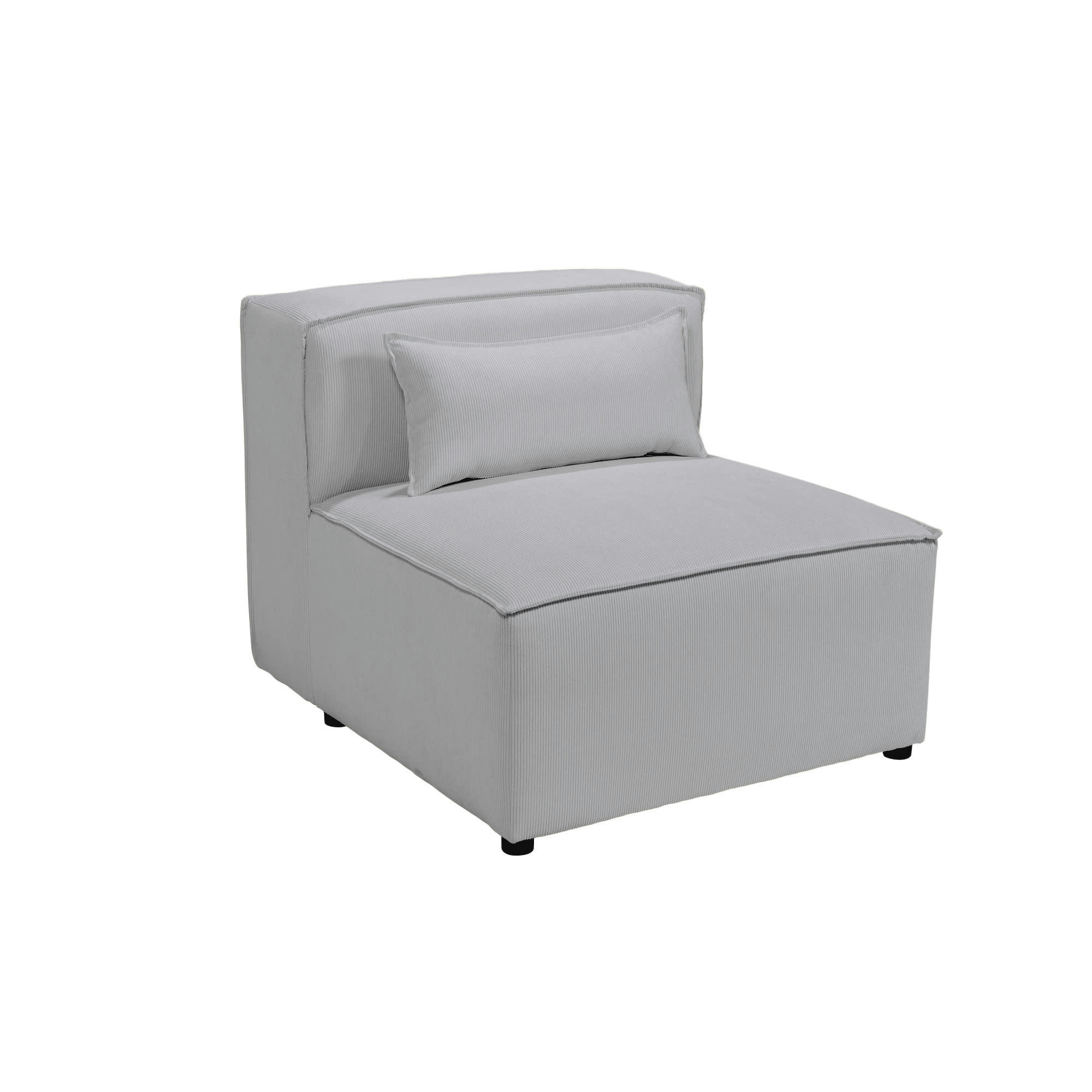 LIVAL - Chauffeuse pour canapé modulable en velours côtelé gris