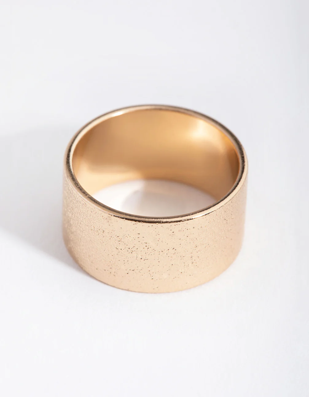 Gold Textured Wide Band Ring