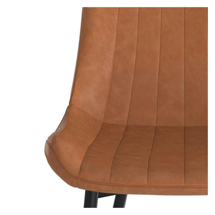 KILLI - Chaise en cuir synthétique camel et métal noir (lot de 2)