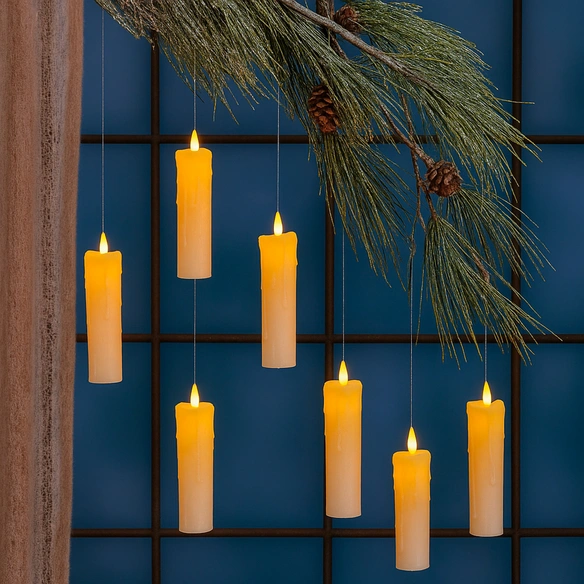 LED-Kerze, 6 Stück, ØxH: 5 x 20 cm, schwebend, warmweiß, inkl. Fernbedienung