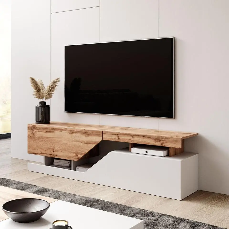 Meubella - TV-Meubel Canberra - Eiken - Wit - 160 cm