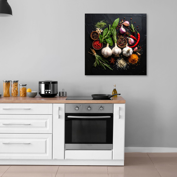 Obraz do kuchni restauracji baru jadalni, Przyprawy i warzywa 20x20