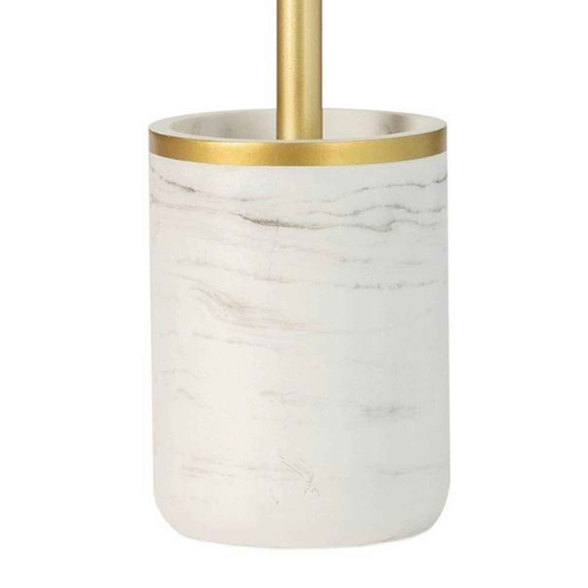 - Brosse WC en résine effet marbre blanc et doré
