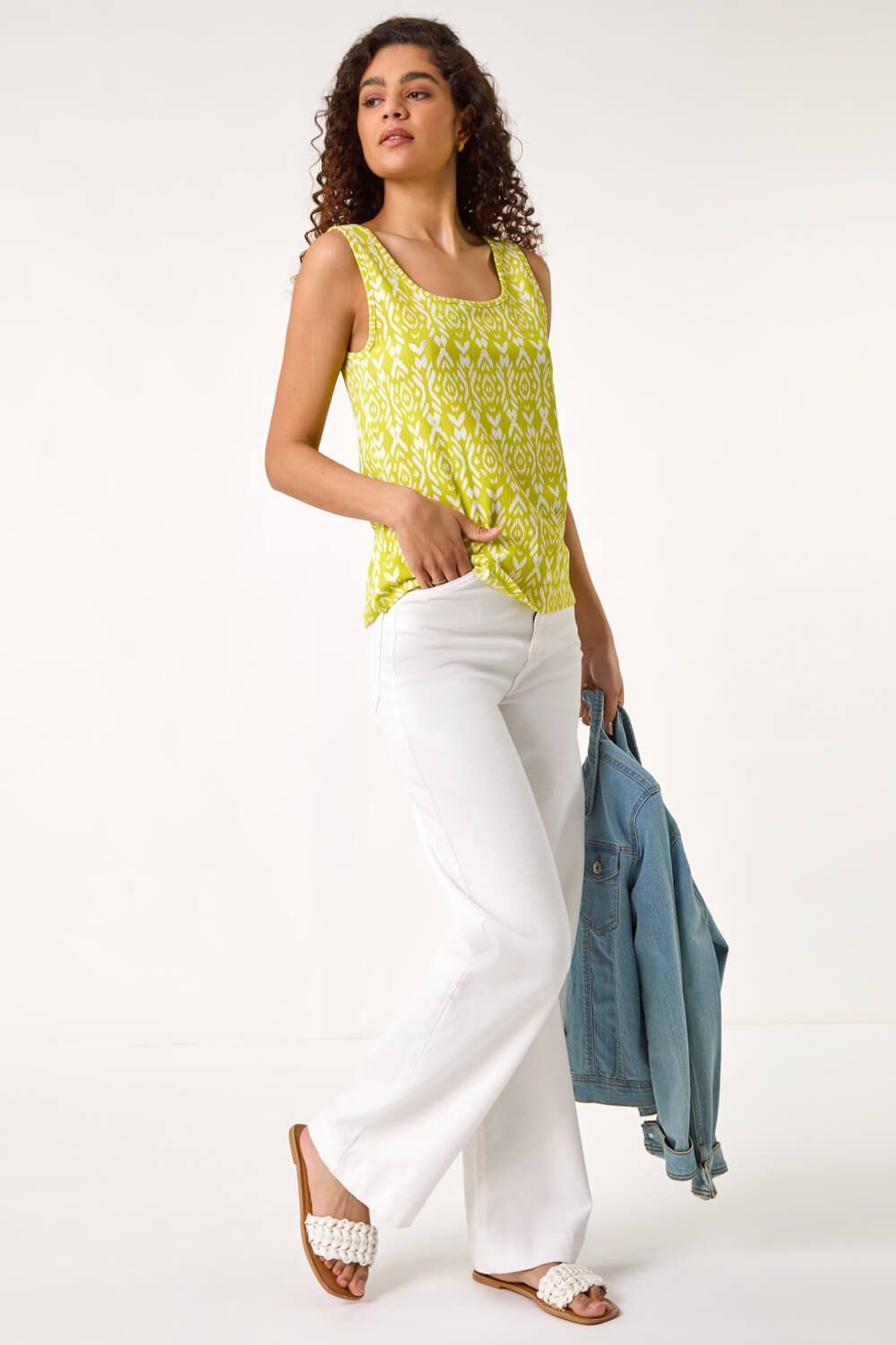 Roman Ikat Print Textured Vest Top