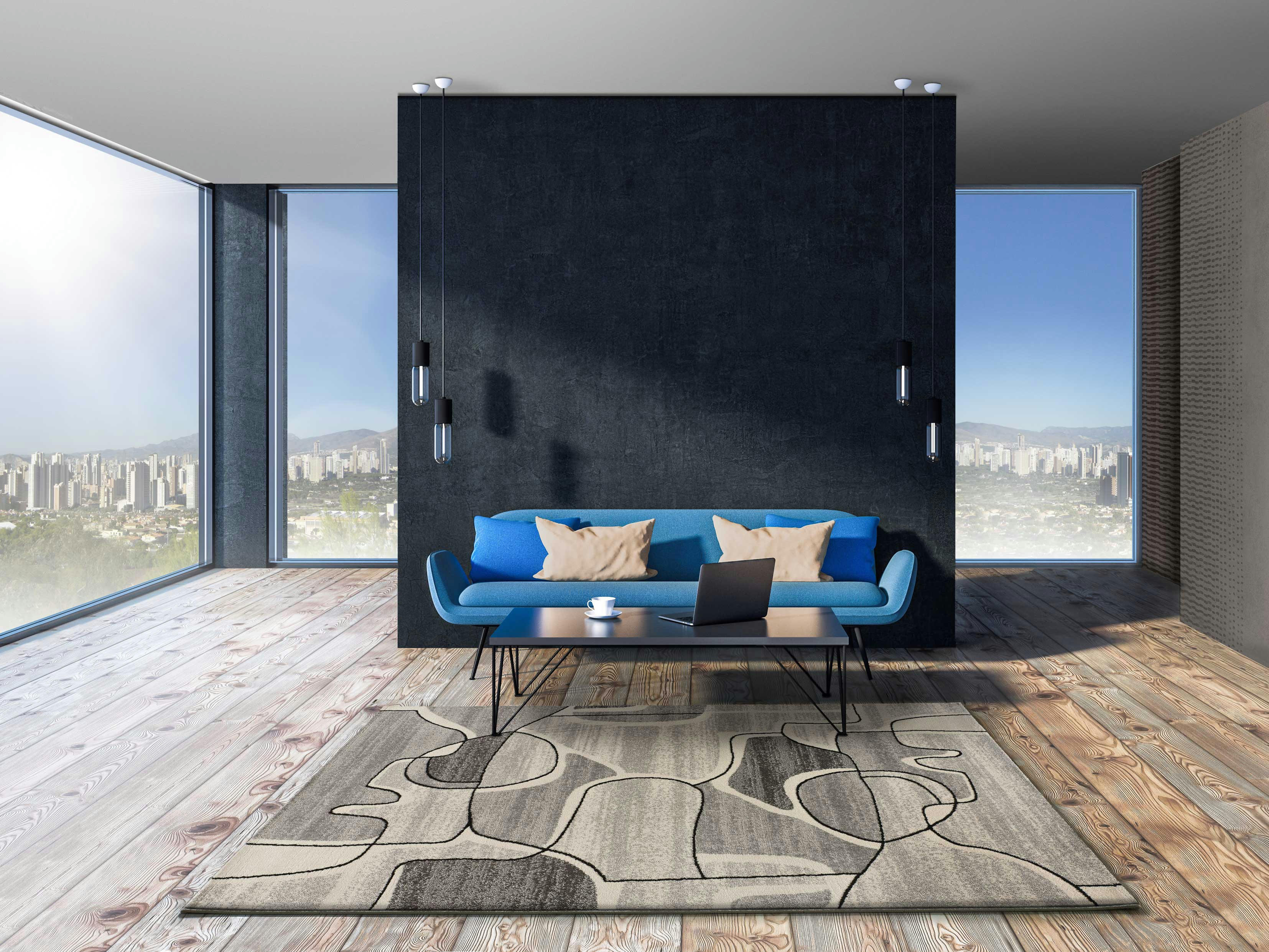 ASHLEY - Tapis géométrique gris, 160X230 cm