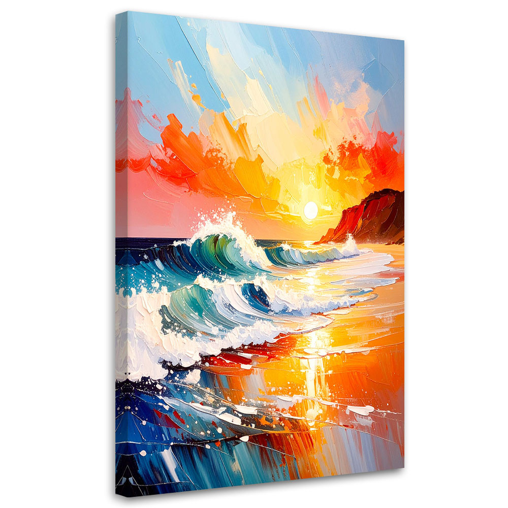 Feeby Obraz do salonu biura, Morze Plaża Zachód słońca 40x60