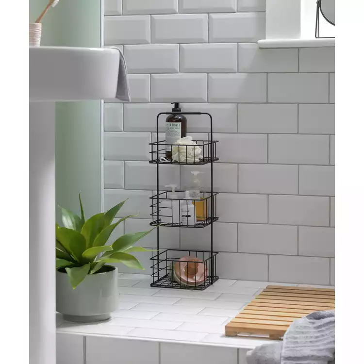 Habitat 3 Tier Wire Mesh Storage Caddy - Black