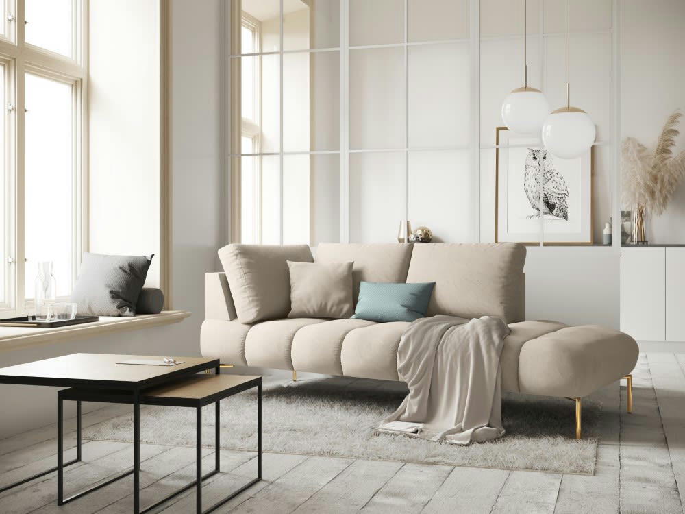 MALVIN - Méridienne en velours beige