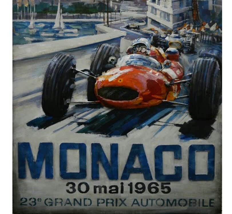 MÉTAL BRASS - Tableau relief en métal grand prix monaco 120x80